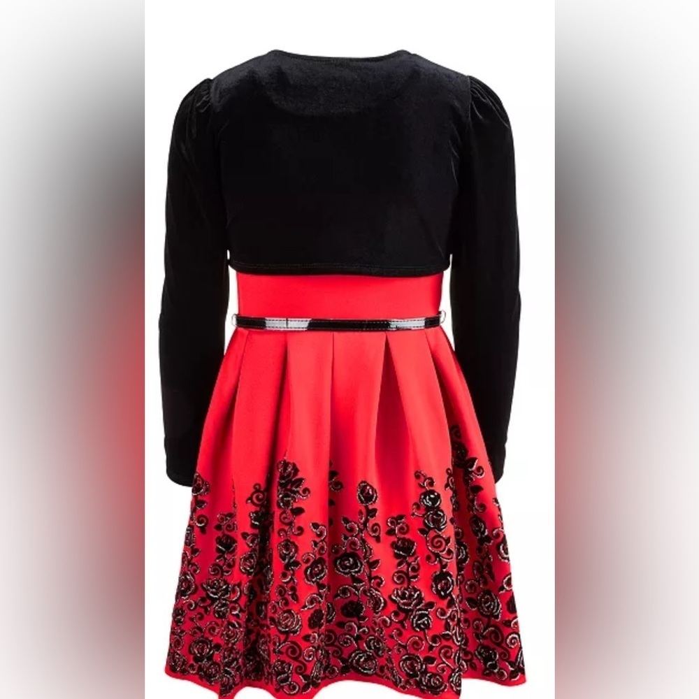 Beautee's Holiday Big Girls 3-Pc Velvet Shrug Dress w/Necklace (NEW) - Picture 8 of 16